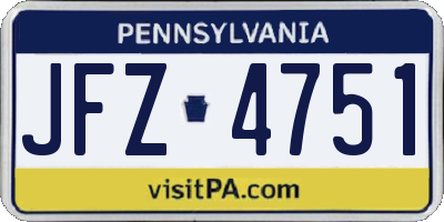 PA license plate JFZ4751
