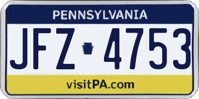 PA license plate JFZ4753
