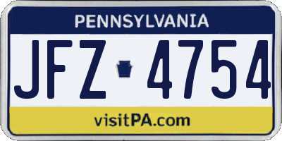 PA license plate JFZ4754