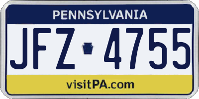 PA license plate JFZ4755