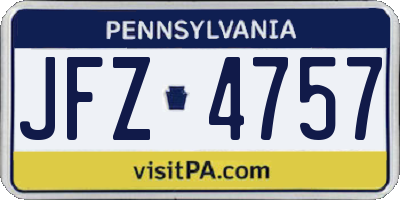 PA license plate JFZ4757