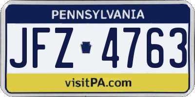 PA license plate JFZ4763