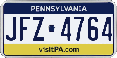PA license plate JFZ4764