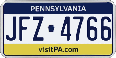 PA license plate JFZ4766