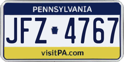 PA license plate JFZ4767