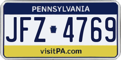 PA license plate JFZ4769