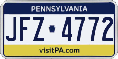 PA license plate JFZ4772