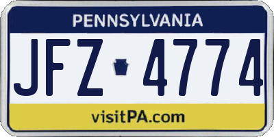 PA license plate JFZ4774