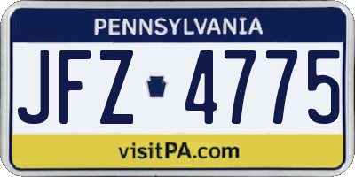 PA license plate JFZ4775