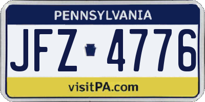 PA license plate JFZ4776
