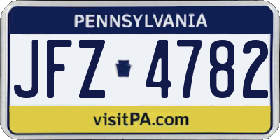 PA license plate JFZ4782