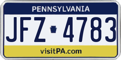 PA license plate JFZ4783