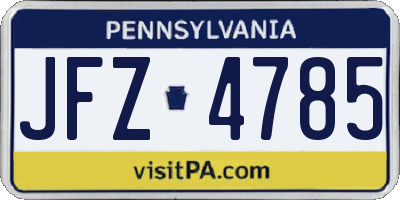 PA license plate JFZ4785
