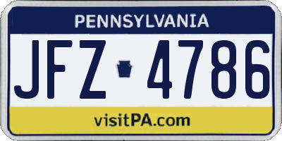 PA license plate JFZ4786