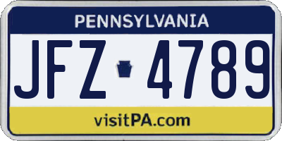 PA license plate JFZ4789