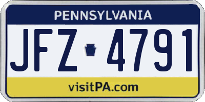 PA license plate JFZ4791
