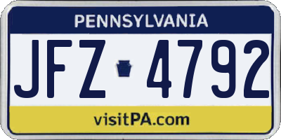 PA license plate JFZ4792