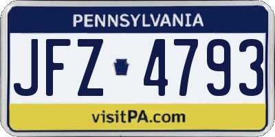 PA license plate JFZ4793