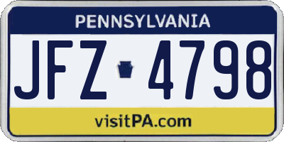 PA license plate JFZ4798