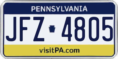 PA license plate JFZ4805