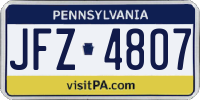 PA license plate JFZ4807