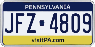 PA license plate JFZ4809