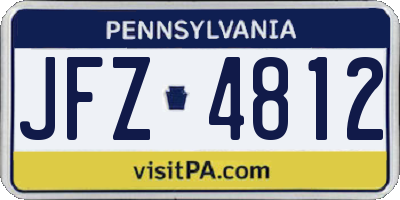 PA license plate JFZ4812