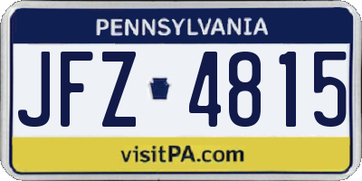 PA license plate JFZ4815