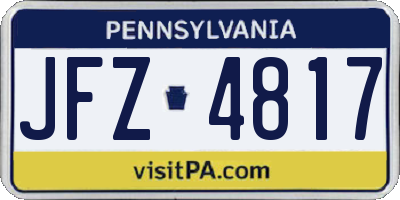 PA license plate JFZ4817