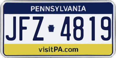 PA license plate JFZ4819