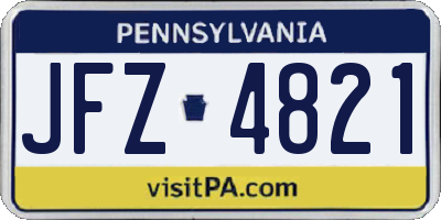 PA license plate JFZ4821
