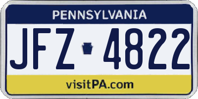 PA license plate JFZ4822