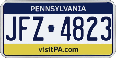 PA license plate JFZ4823