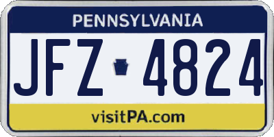 PA license plate JFZ4824