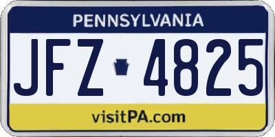 PA license plate JFZ4825