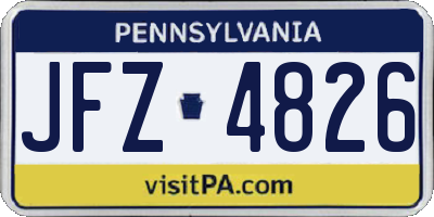 PA license plate JFZ4826