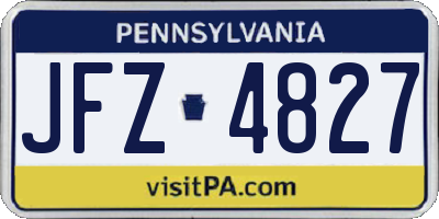 PA license plate JFZ4827