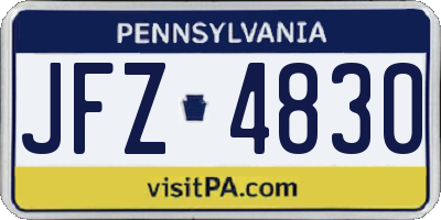 PA license plate JFZ4830