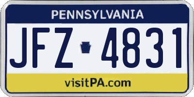 PA license plate JFZ4831