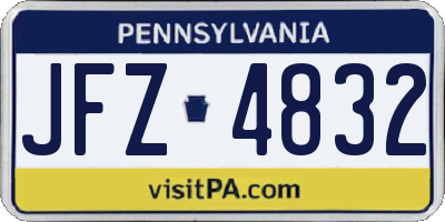 PA license plate JFZ4832