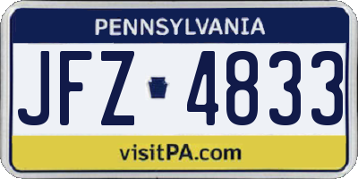 PA license plate JFZ4833