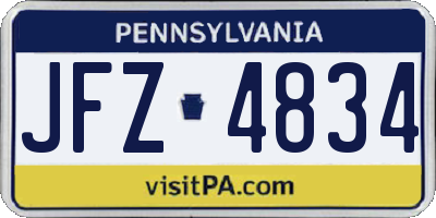 PA license plate JFZ4834