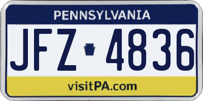 PA license plate JFZ4836