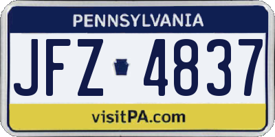 PA license plate JFZ4837