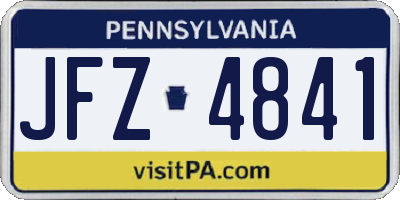 PA license plate JFZ4841