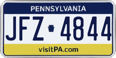 PA license plate JFZ4844