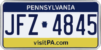PA license plate JFZ4845