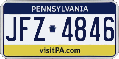 PA license plate JFZ4846