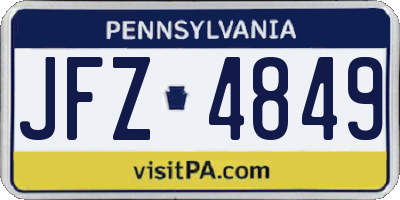 PA license plate JFZ4849