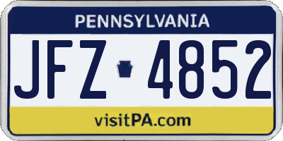 PA license plate JFZ4852